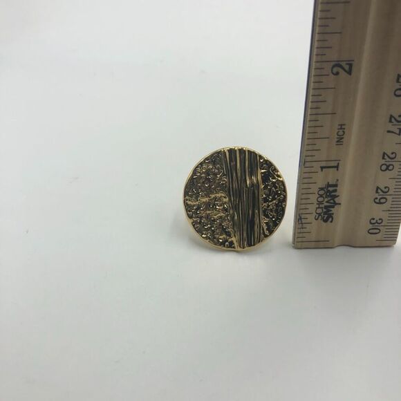 18K Gold Plated Womens Open Back Ring Textured Modern Fashion Jewelry Waterproof - Picture 8 of 9